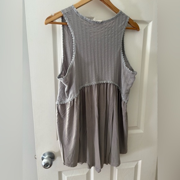 POL babydoll sleeveless grey tank knit size large boho top - Picture 3 of 9